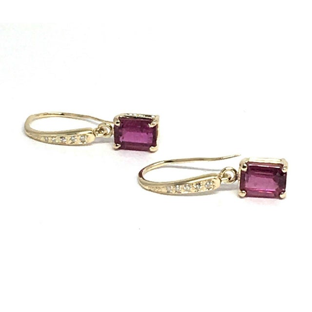 Pink Diamond Rubellite Tourmaline Earrings 14k Gold 2.05 Tcw Certified For Sale - Image 8 of 12