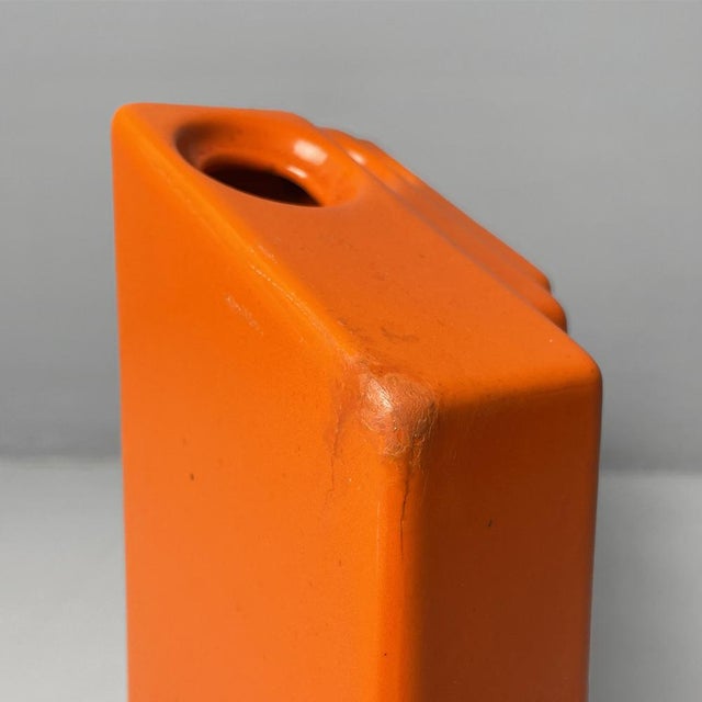 Italian Modern Orange Ceramic Vase by Enzo Bioli for Il Picchio, 1970s For Sale - Image 12 of 14