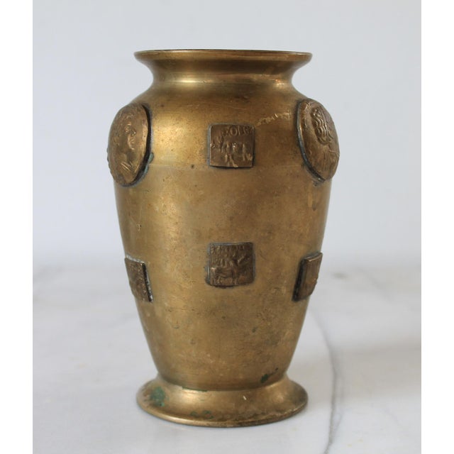 Antique Brass Vase With Sunga Dynasty Coin Relief For Sale - Image 4 of 11