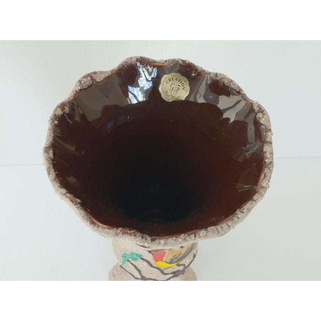 Vintage Ceramic Tripod Vase attributed to Gabriel Fourmaintraux, 1950s For Sale - Image 4 of 7