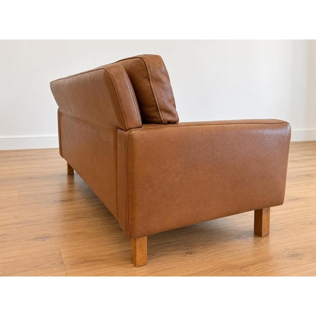 Mid-Century Modern Scandinavian Two-Seater Cognac Leather Sofa, 1960s For Sale - Image 10 of 11