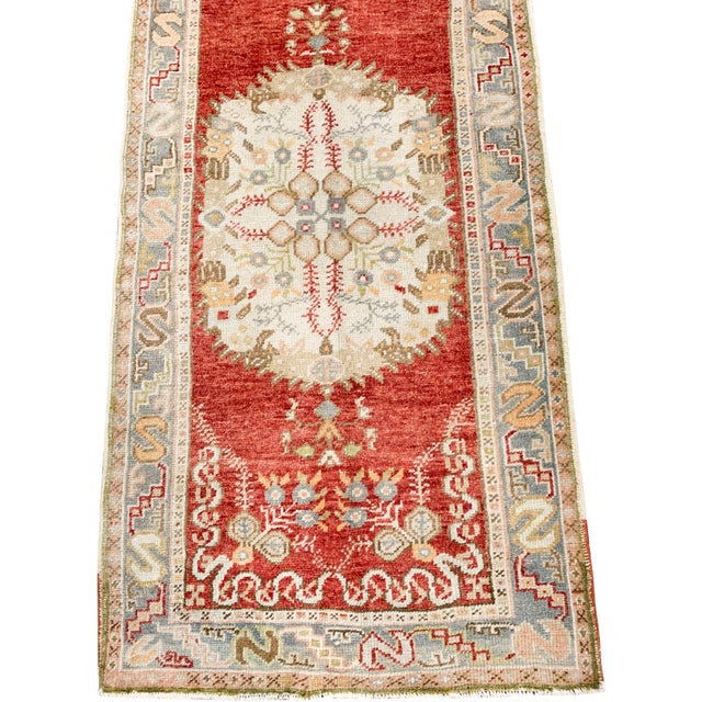 1940s Vintage Circa 1940 Turkish Oushak Runner Rug , 2ft 11in X 11ft For Sale - Image 5 of 8
