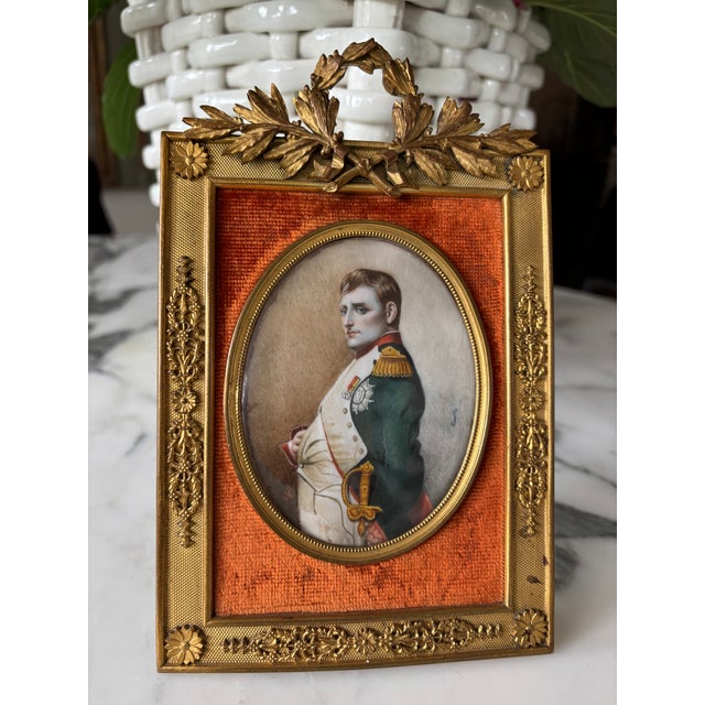 Antique Napoleon Miniature Portrait in Empire Style Ormolu Frame, Signed For Sale - Image 16 of 18