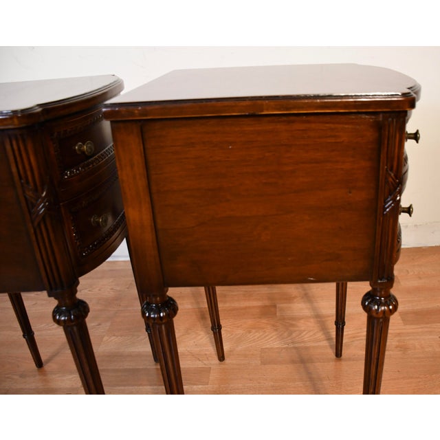 1930s Pair of French Louis XVI Walnut Nightstand / Bedside Table For Sale - Image 15 of 18