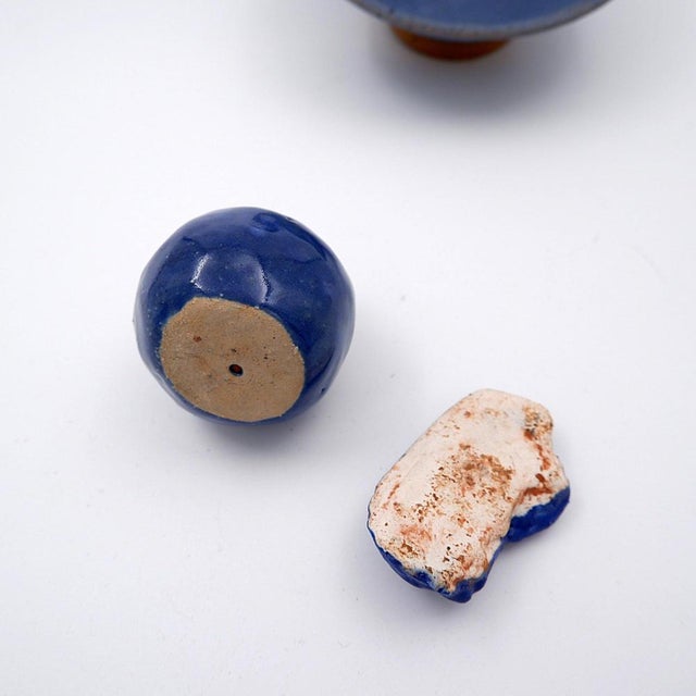 Cobalt Blue Ceramics by N. Lebrun for Fond d'Atelier, Belgium, 1970s, Set of 5 For Sale - Image 5 of 14
