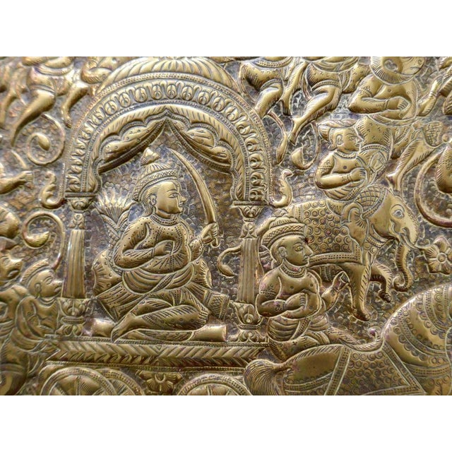 Large Oval Asian Brass Wall Hanging Marriage Charger, 1850s For Sale - Image 10 of 12