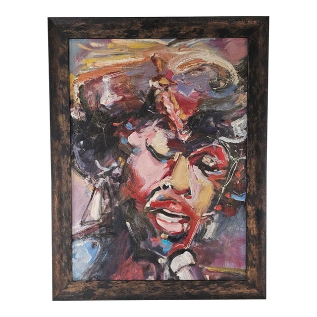 Sarah Vaughan Framed Modernist Painting by Bruni Sablan For Sale