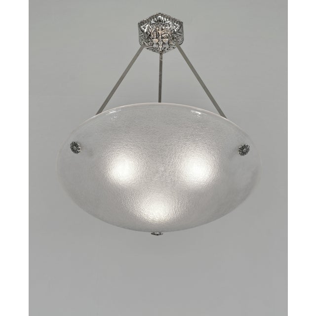 Muller Frères Large French Art Deco Pendant Light by Muller Freres 1920s France For Sale - Image 4 of 11