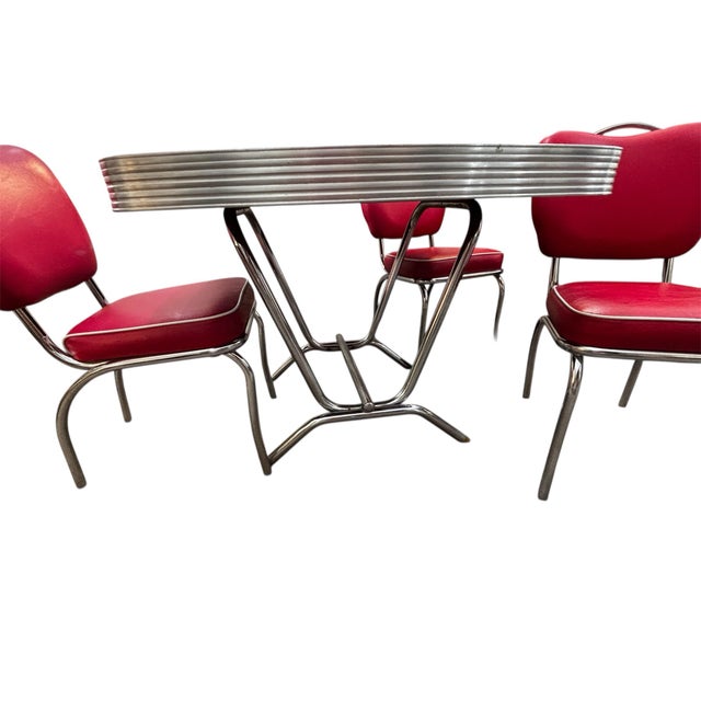 50's Dinner Table and 4 Padded Chairs For Sale - Image 6 of 6