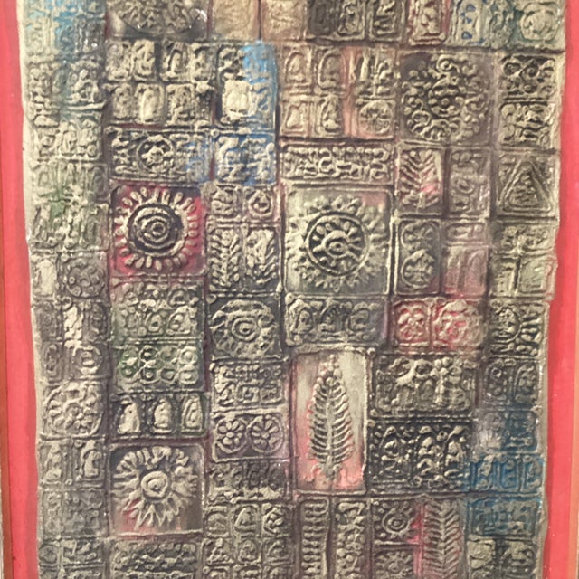 Abstract Vintage Asian Style Mixed-Media Abstract Textured Painting by Roong T. Circa 1968 For Sale - Image 3 of 12
