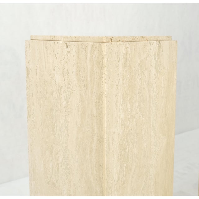 Pair of 10" Square Italian Mid Century Modern Travertine Pedestals Stands MINT! For Sale - Image 6 of 11