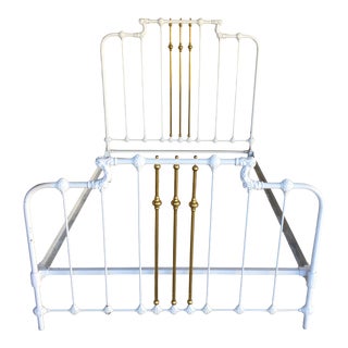 Vintage Cast Iron Victorian Style Double Bed For Sale