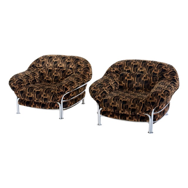 Vintage Italian Lounge Chair with Tubular Frame, 1970s For Sale