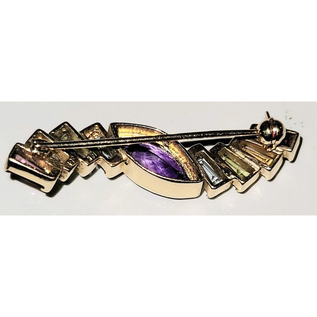 1960s Midcentury 14k Gold Rainbow Brooch Pin For Sale - Image 9 of 10