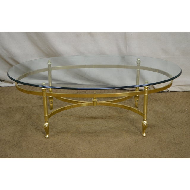 Ethan Allen Brass & Glass Oval Coffee Table Chairish