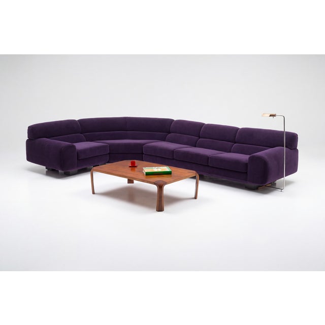 The last photo depicting the dimensions is not to scale. A striking curved sectional sofa designed by M. Fillmore Harty...
