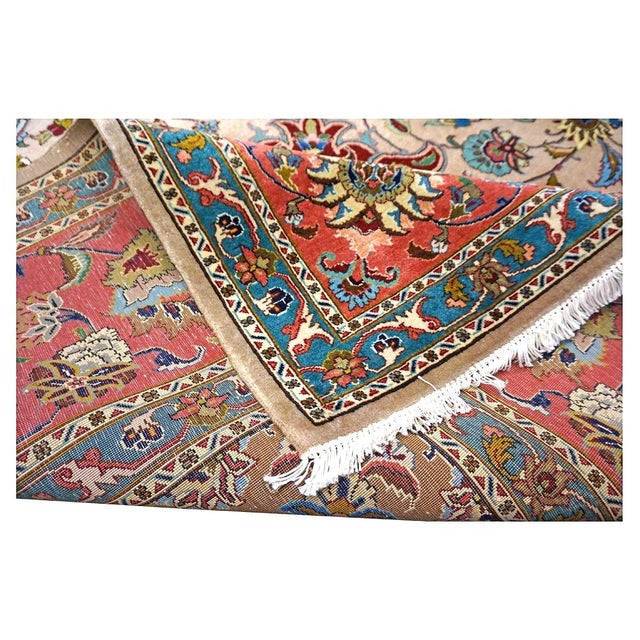 Textile Antique Persian Tabriz Wool 10x12 Red, Green, & Ivory Handmade Area Rug #1143880 For Sale - Image 7 of 8