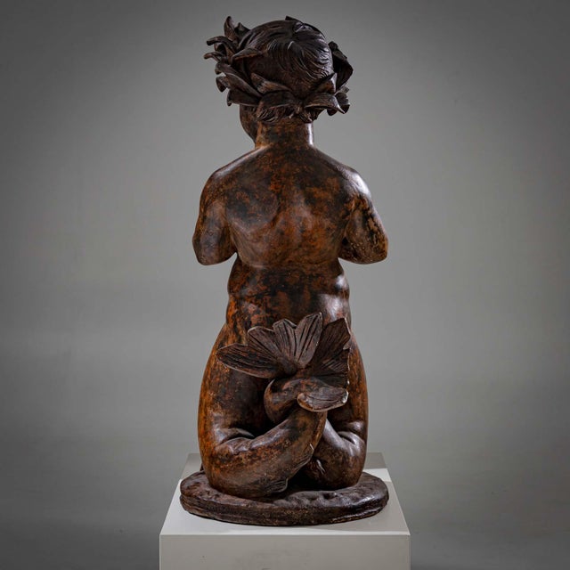 Sculpture of a Putti as Aquarius, Early 20th Century, Cast Iron For Sale - Image 4 of 10