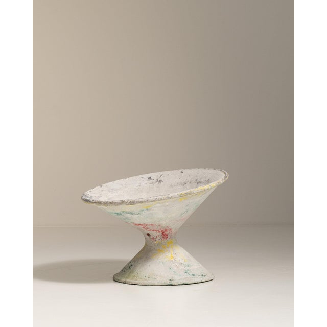 1960-1969 France Weathered Antique White Painted Pedestal Bowl Planter For Sale In Greensboro - Image 6 of 9