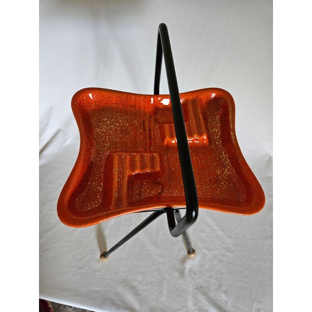 MCM Atomic Wrought Iron Stand With Ashtray For Sale - Image 4 of 8