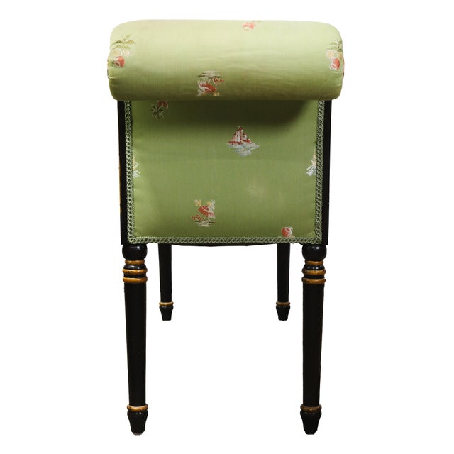 Vintage Regency Style Green Chinoiserie Window Seat Bench For Sale - Image 4 of 12