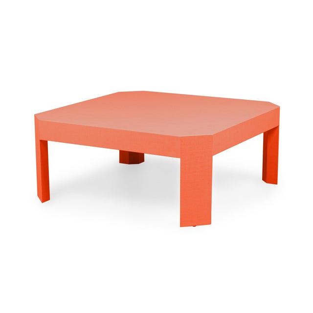 Not Yet Made - Made To Order Cantered Style Linen-Raffia Wrapped Coffee Table in Navajo White For Sale - Image 5 of 8