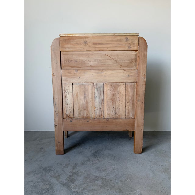 Wood Antique Hand-Painted Folk Art Wooden Settle Bench With Floral Motifs For Sale - Image 7 of 12