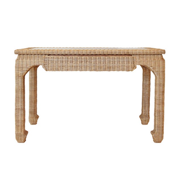 Wood Matthew Izzo Home Verra Rattan Ming Style Desk For Sale - Image 7 of 7