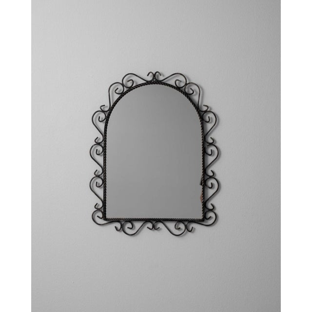 Industrial 20th Century French Wrought Iron Wall Mirror For Sale - Image 3 of 11