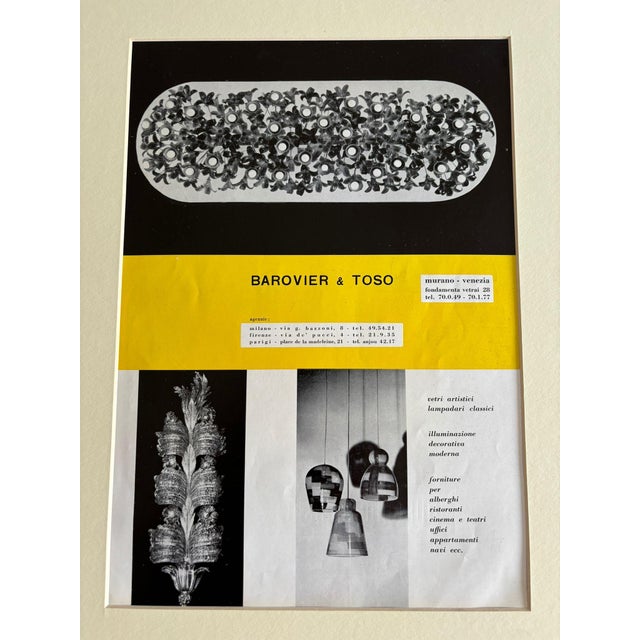Original Barovier and Toso advertising print, Murano glass, Italy 1956, measures 32cm x 23cm. This piece has an...