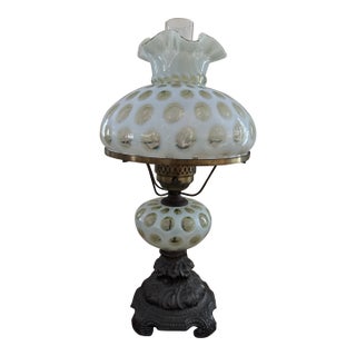 1960s Fenton Glass Hurricane Lamp For Sale