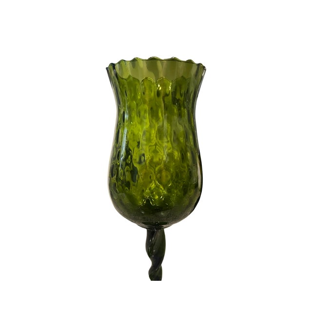 Green Vintage Mid Century Modern Green Empoli Glass Snifter Goblet Carafe Italian Italy 1960s For Sale - Image 8 of 9