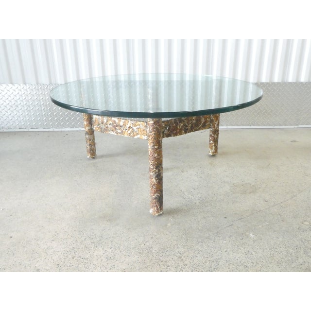 1970's Brutalist Multi Color Welded Metal Three Leg Coffee Table For Sale - Image 9 of 12