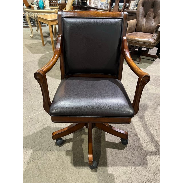 Hillsdale Home Dark Wood and Leather Game Table With Chairs For Sale In Las Vegas - Image 6 of 9