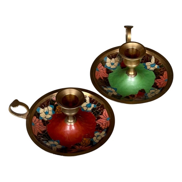 Antique Art Nouveau Candleholders in Brass, 1890s, Set of 2 For Sale