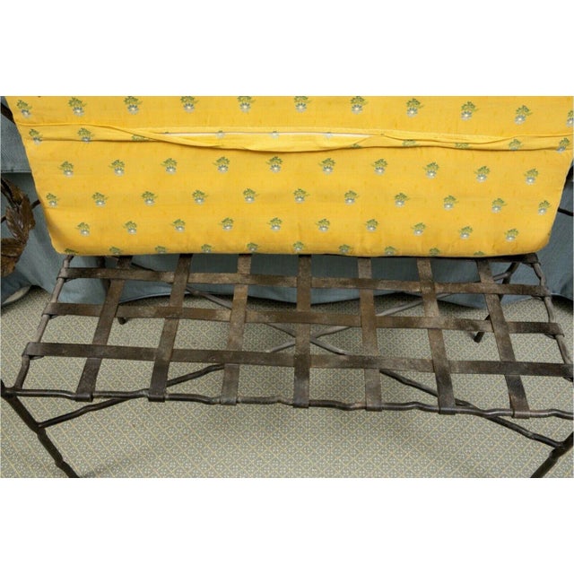 Late 20th Century Late 20th Century Wrought Iron Cushioned Bench With Laurel Wreath Motif For Sale - Image 5 of 6