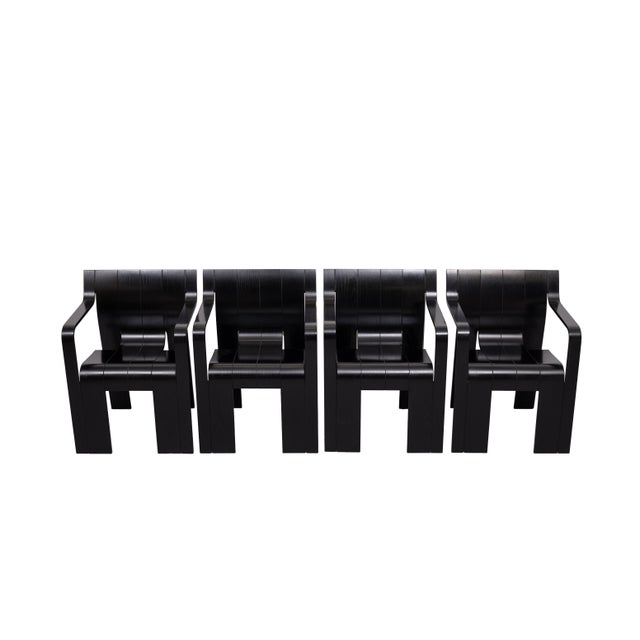 Black Black Strip Armchairs by Gijs Bakker for Castelijn, Holland, 1970s, Set of 4 For Sale - Image 8 of 18