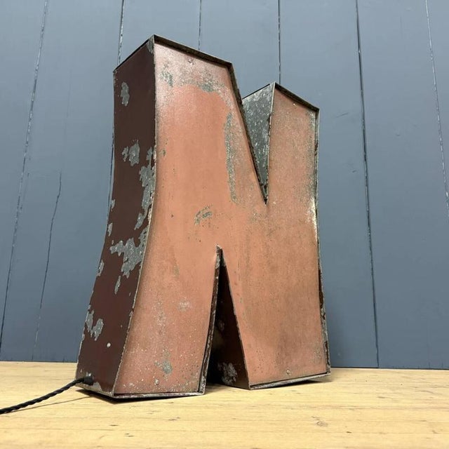Large Zinc Letter N with Lighting, America For Sale - Image 9 of 16