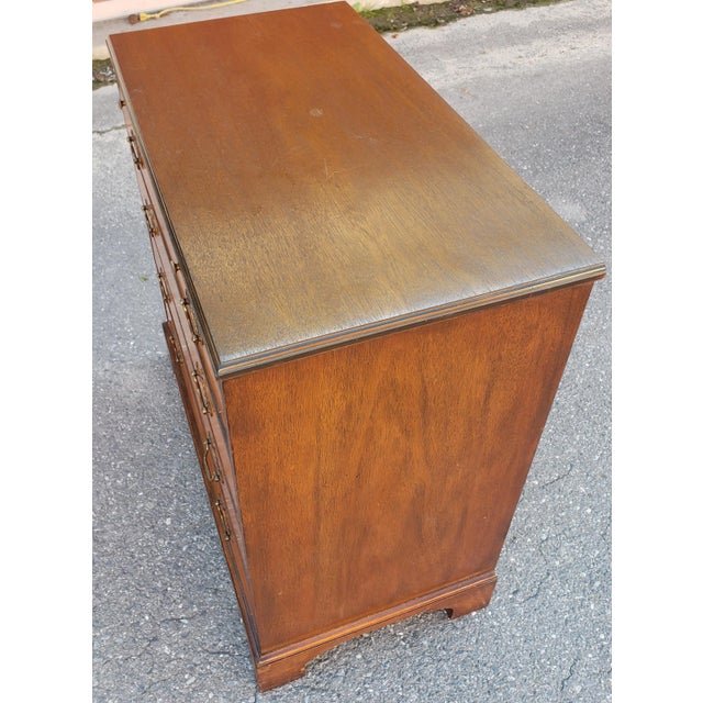 Tan 1940s Baker Furniture Satinwood and Walnut Chest With Pull Out Tray For Sale - Image 8 of 12