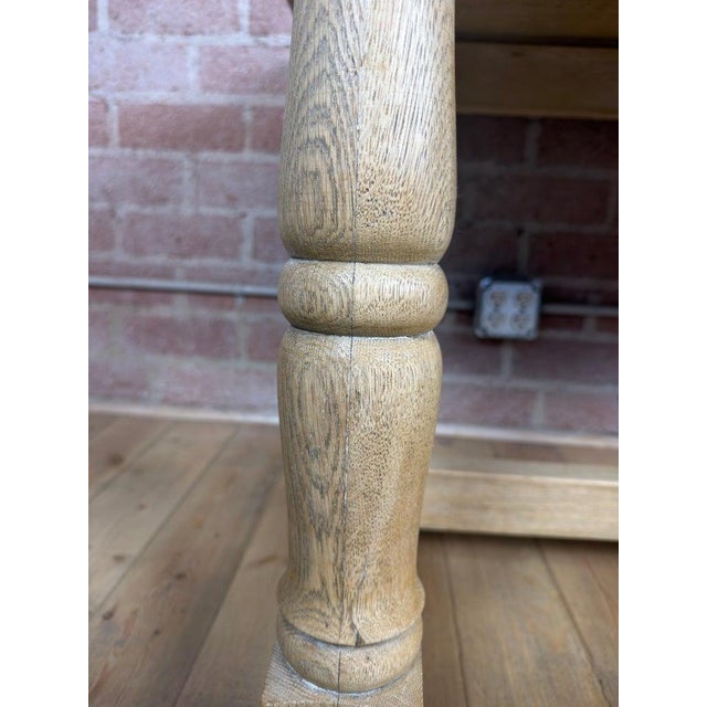 Vintage French Country Bleached Oak Farmhouse Dining Table For Sale - Image 11 of 12