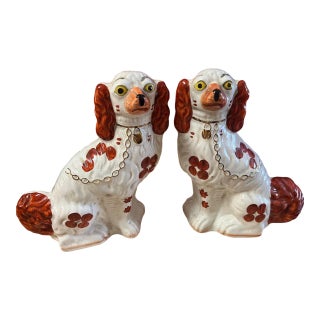 Pair of Antique Decorated Staffordshire Dogs, Circa 1860's For Sale