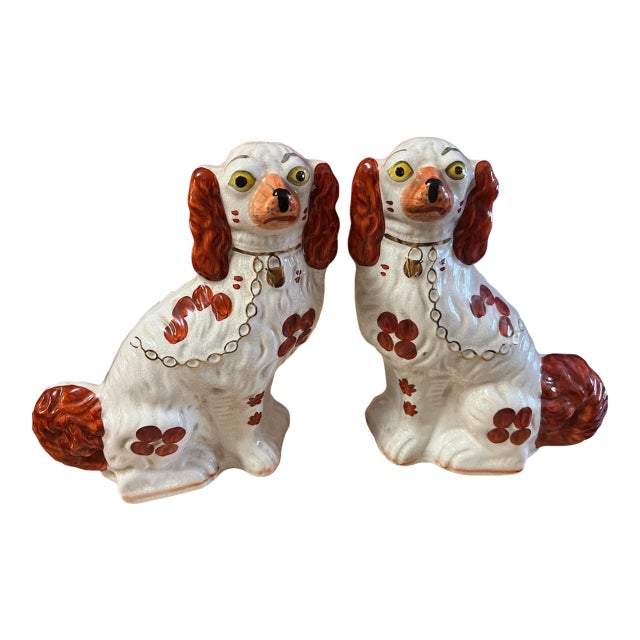 Pair of Antique Decorated Staffordshire Dogs, Circa 1860's For Sale