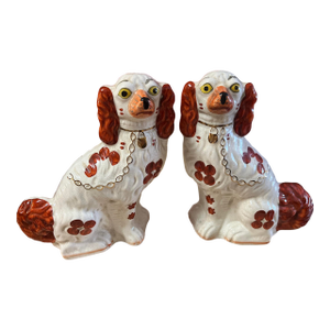 Pair of Antique Decorated Staffordshire Dogs, Circa 1860's