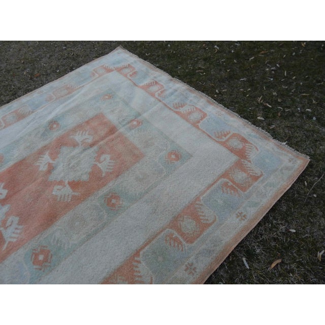 Vintage Distressed Pastel Color Oushak Area Rug 6′5″ × 10′3″ For Sale In Philadelphia - Image 6 of 11