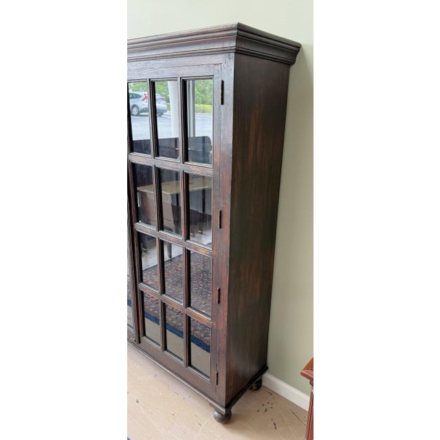 Brown Crate and Barrel Two-Door Library Bookcase For Sale - Image 8 of 13