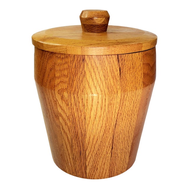 Vintage Oak Ice Bucket For Sale