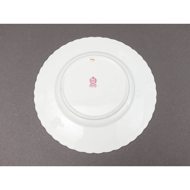 Late 20th Century Minton England Tiffany S600 Gold Laurel Leaf Light Blue Luncheon Plates- Set of 6 For Sale In Miami - Image 6 of 7