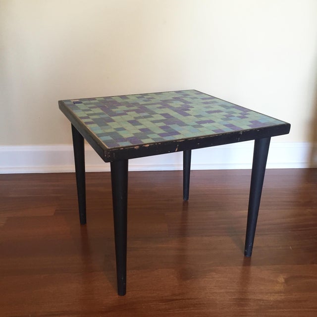 MidCentury Modern Glass Mosaic Side Table Chairish
