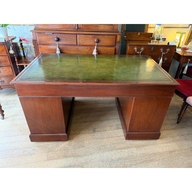 Victorian Mahogany Pedestal Desk, 1880s For Sale - Image 4 of 9
