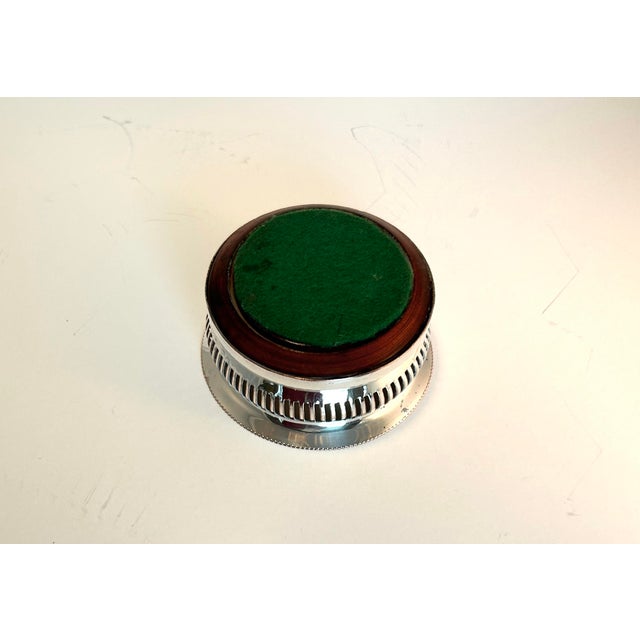 1920s 1920s Sheffield Silver Plate Decanter Coaster With Pierced Gallery & Wood Base For Sale - Image 5 of 5